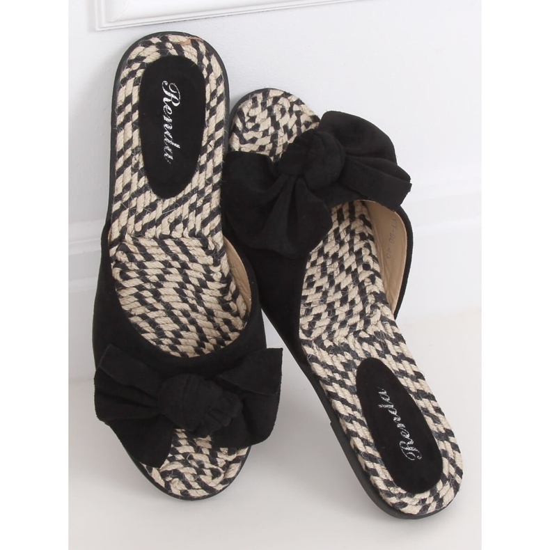 Black YT-98 Black espadrilles women's slippers 1