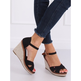 Black sandals on a wedge heel R133P Black 1