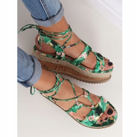 Green espadrilles sandals JH116 Flower Green 2
