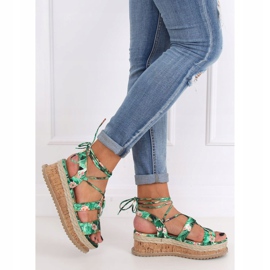 Green espadrilles sandals JH116 Flower Green 1