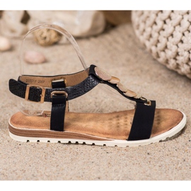 Evento Black Sandals With Ornaments 2