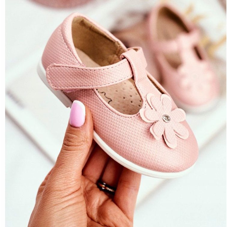 Apawwa Children's ballerinas on Velcro Flower Pink Anthrela 2
