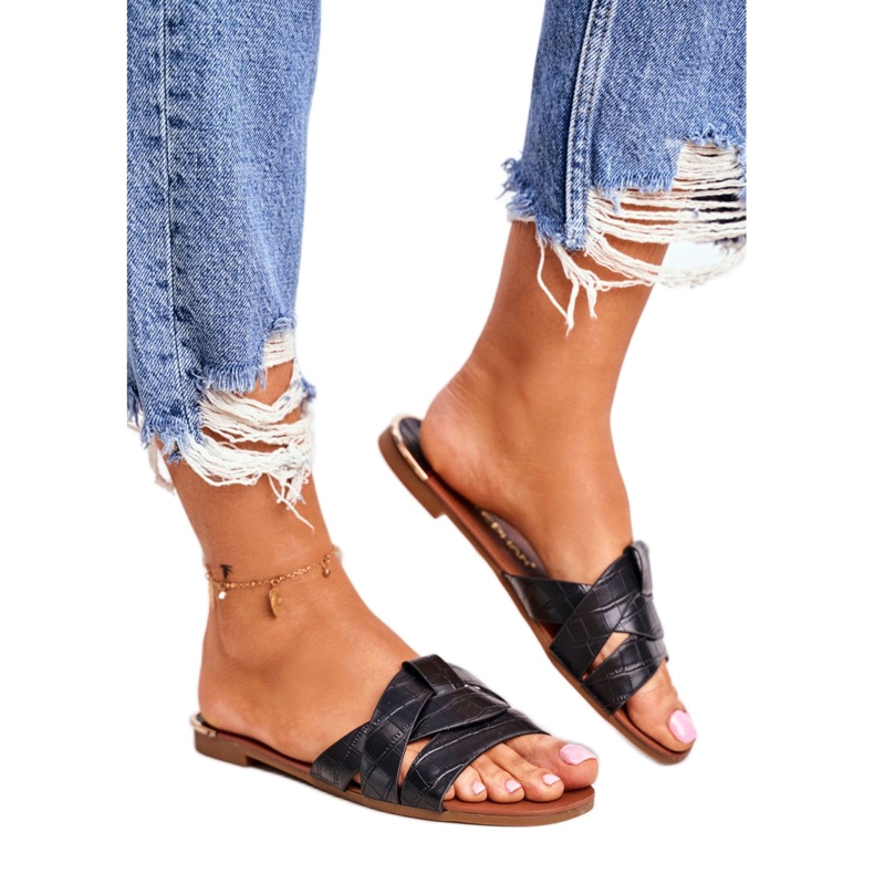 Women's Slippers Snake Skin Black Chance 3