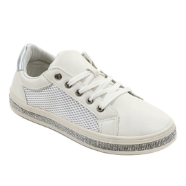White sneakers decorated with zircons 1153-Y 1