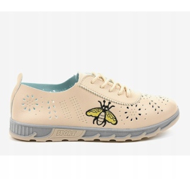 Beige openwork sneakers with the JH81171-2 imprint 2