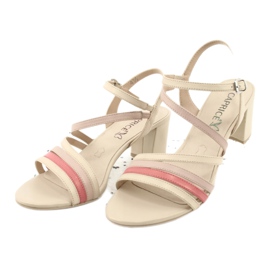 Caprice women's leather sandals, golden beige 2