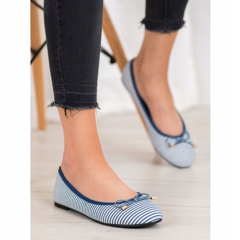 SHELOVET Striped ballerina white blue 1 SHELOVET Striped ballerina white blue 1