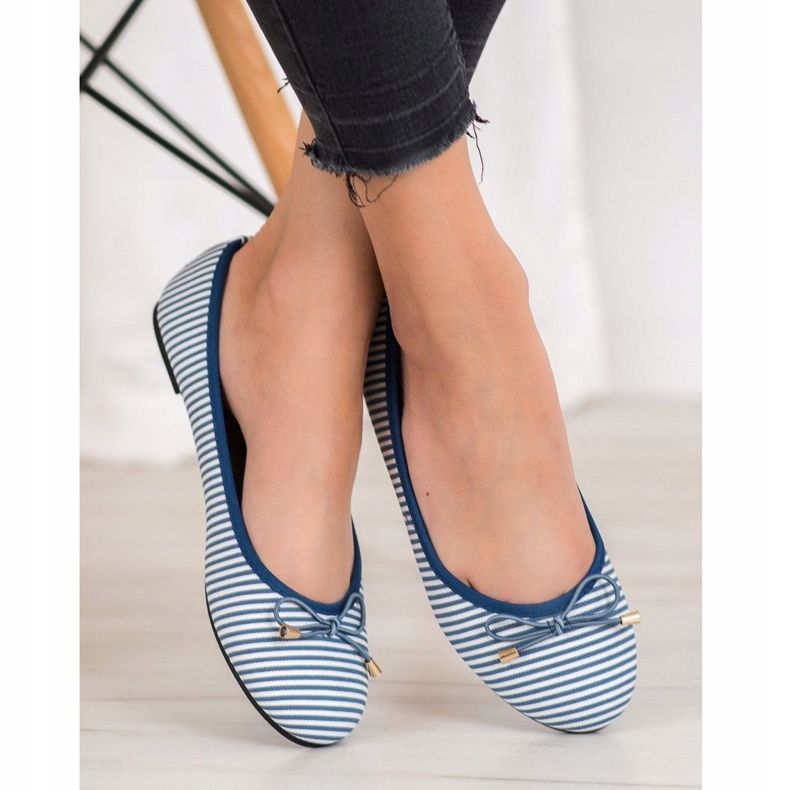 SHELOVET Striped ballerina white blue 2 SHELOVET Striped ballerina white blue 2