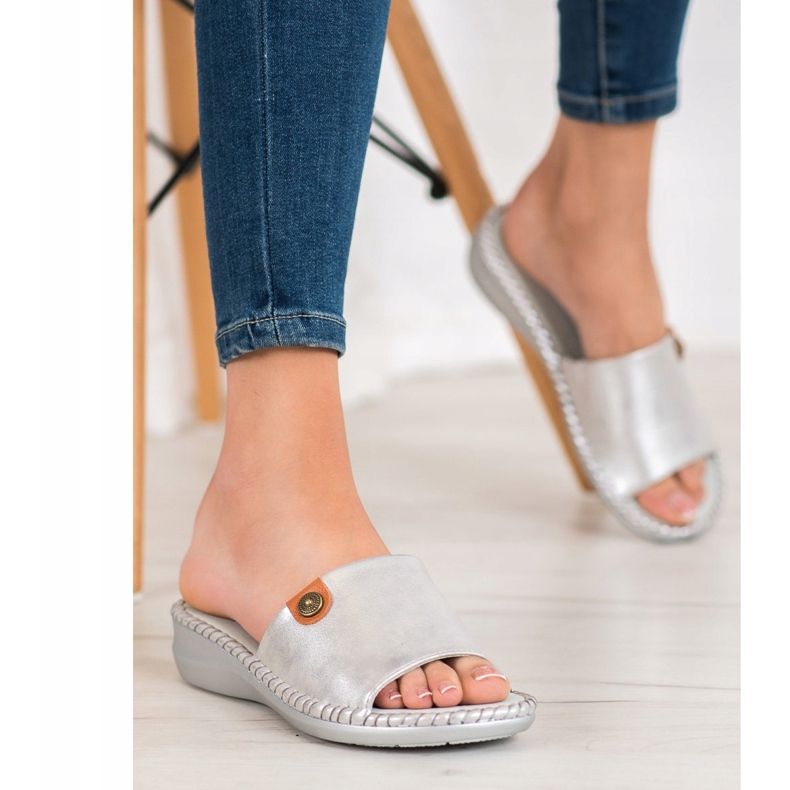 J. Star Casual Eco Leather Slippers grey 2 J. Star Casual Eco Leather Slippers grey 2