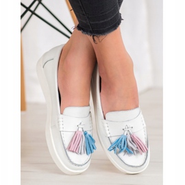 VINCEZA colorful fringes loafers white 1 VINCEZA colorful fringes loafers white 1