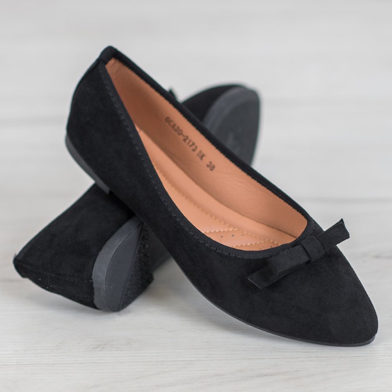 VINCEZA suede ballerinas black 1