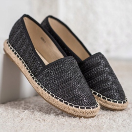 SHELOVET Braided Black Espadrilles 1