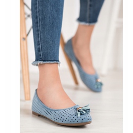 Openwork Suede Ballerinas VINCEZA blue 1 Openwork Suede Ballerinas VINCEZA blue 1