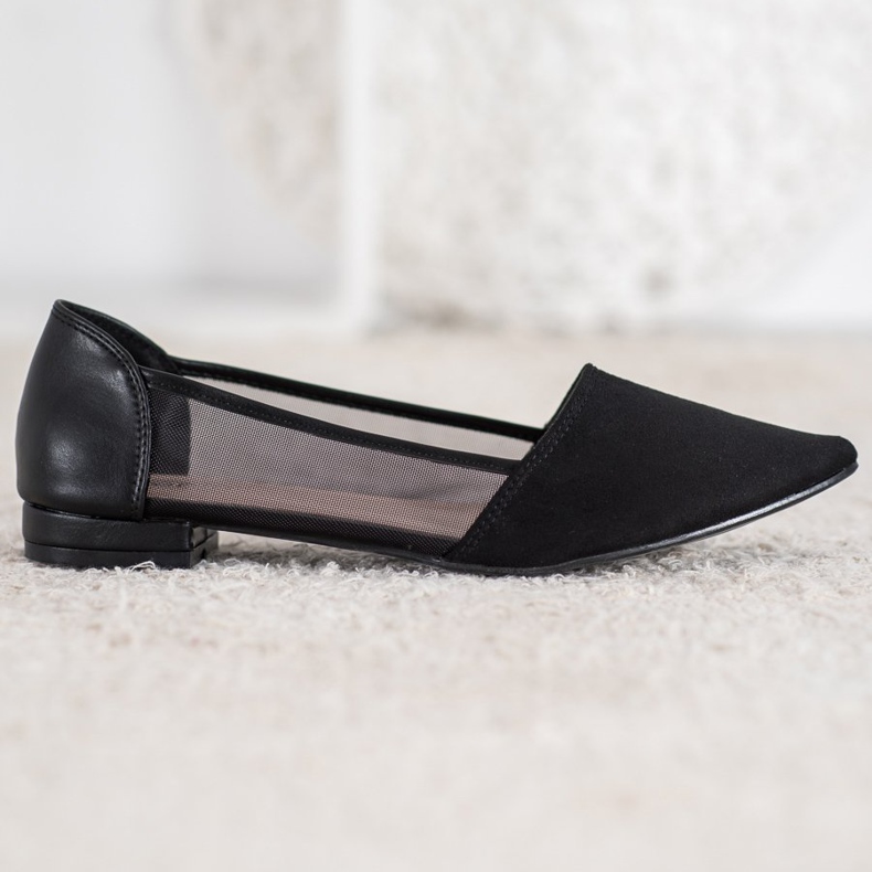 Evento Black Ballerinas With Mesh 1