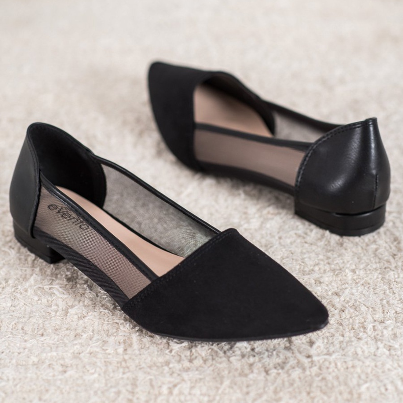 Evento Black Ballerinas With Mesh 2