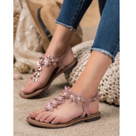 Evento Flip-Flops Sandals With Flowers pink 1