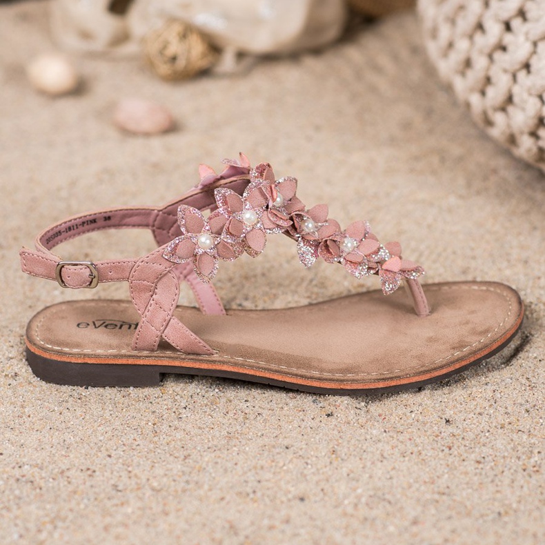 Evento Flip-Flops Sandals With Flowers pink 2