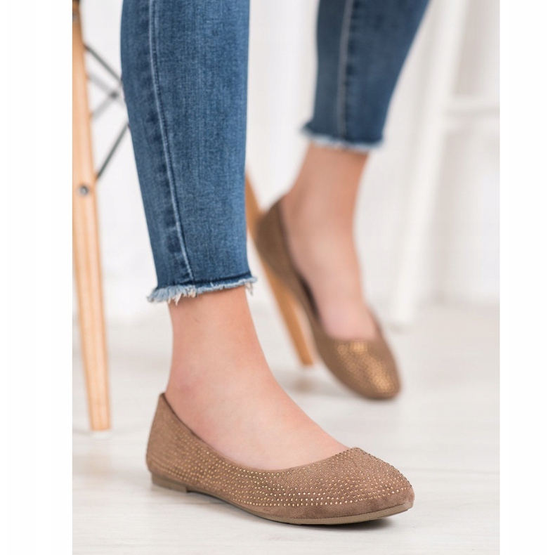 Diamantique Suede ballerinas with crystals brown 2 Diamantique Suede ballerinas with crystals brown 2