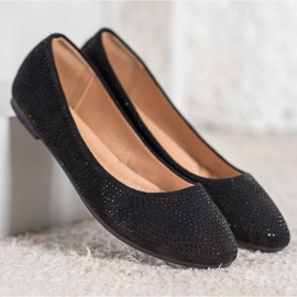 Diamantique Suede ballerinas with crystals black 2