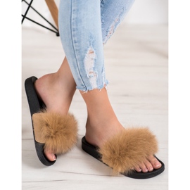 Seastar Slippers With Fur brown 1