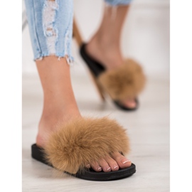 Seastar Slippers With Fur brown 6