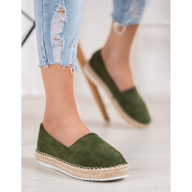 Small Swan Green Suede Espadrilles 1