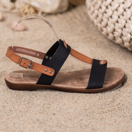 Evento Buckle fastening sandals brown black 2