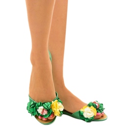 Green meliski sandals with flowers AE20 1