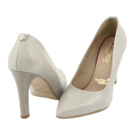 Arka Comfortable leather women's pumps 5254 beige grey 3