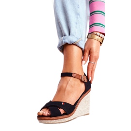 SEA Women's Sandals On Wedge Black LaMane brown 1