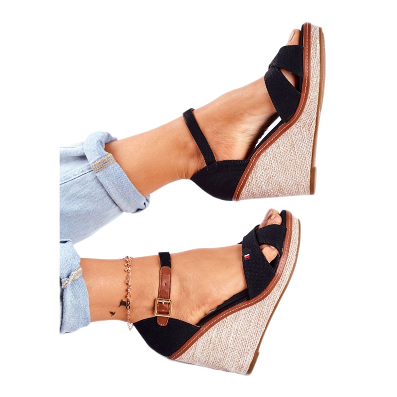 SEA Women's Sandals On Wedge Black LaMane brown 2