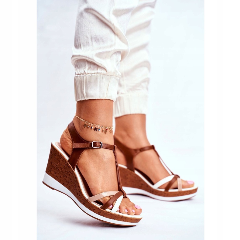 Women's Sandals On Wedge Sergio Leone Brown SK308 white 1 Women's Sandals On Wedge Sergio Leone Brown SK308 white 1