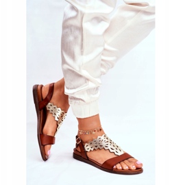 Women's Sandals Flat Sergio Leone Brown SK035 silver 2 Women's Sandals Flat Sergio Leone Brown SK035 silver 2