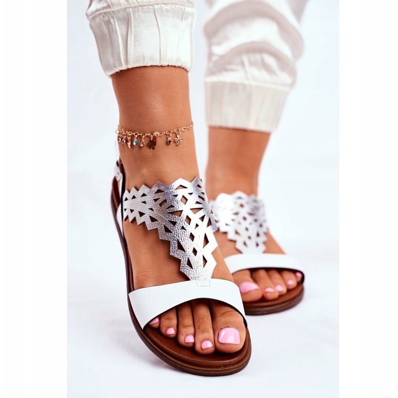 Women's Sandals Flat Sergio Leone White SK035 grey 2 Women's Sandals Flat Sergio Leone White SK035 grey 2