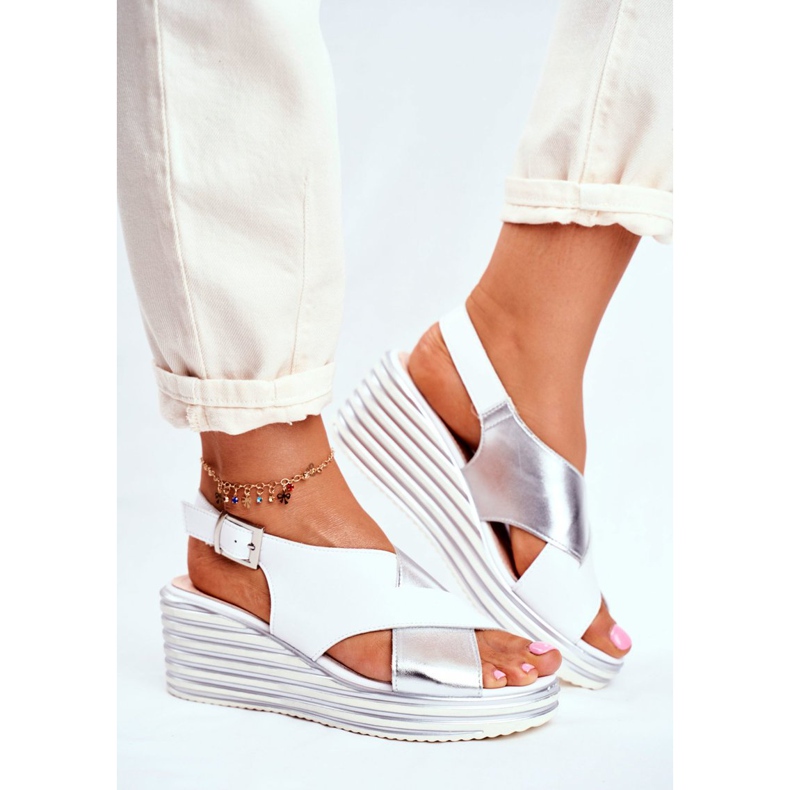 Women's Sandals On Wedge Sergio Leone White SK328 grey 2