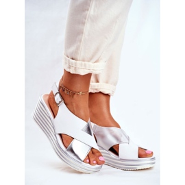 Women's Sandals On Wedge Sergio Leone White SK328 grey 1