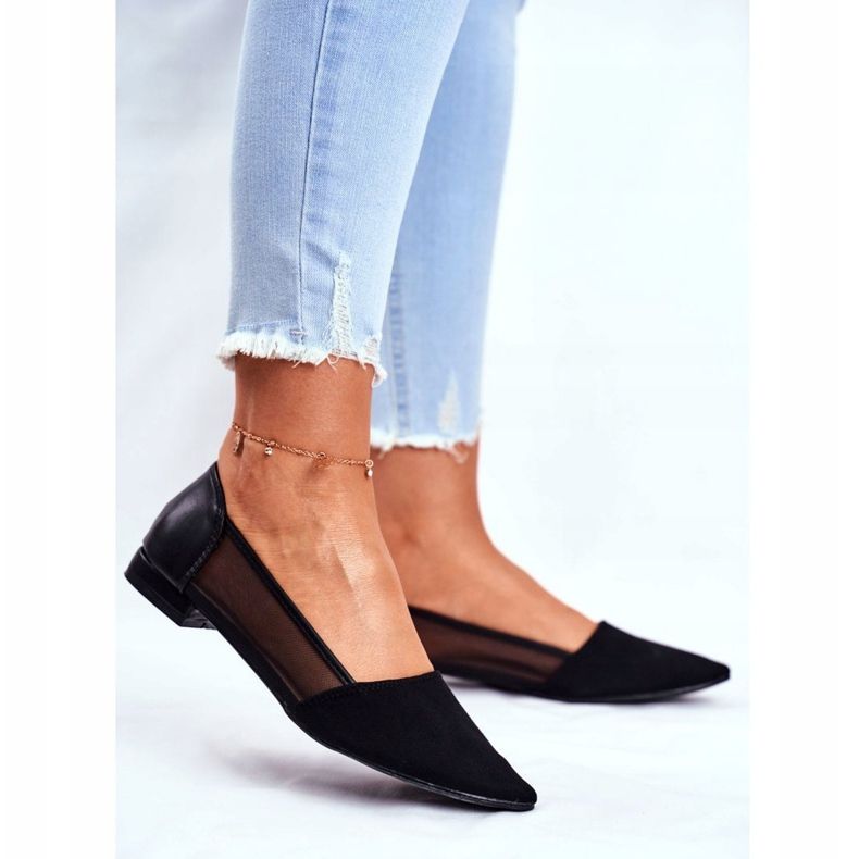 EVE Women's Ballerinas With Mesh Suede Black Fibe 2