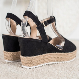 Small Swan Openwork Espadrilles sandals black 1