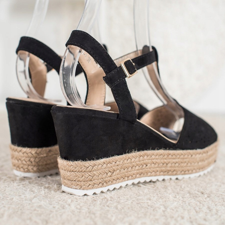 Small Swan Openwork Espadrilles sandals black 1