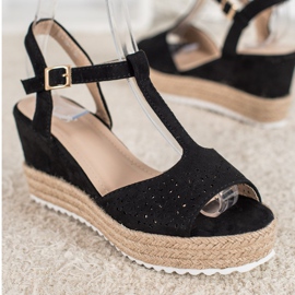 Small Swan Openwork Espadrilles sandals black 2