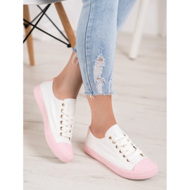 SHELOVET Textile Sneakers white pink 1 SHELOVET Textile Sneakers white pink 1