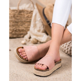 SHELOVET Espadrilles Slippers With Glitter pink 2