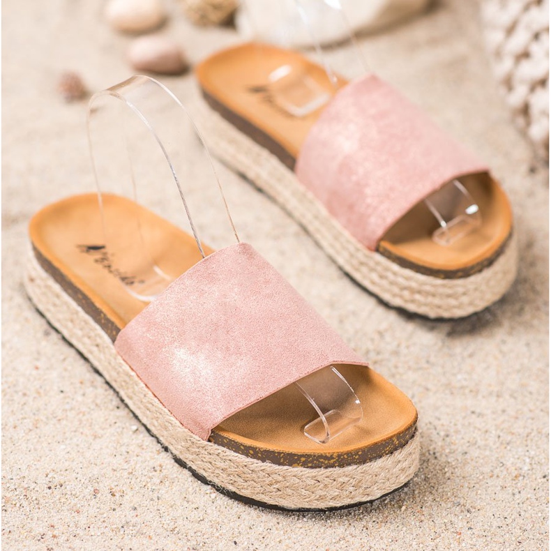 SHELOVET Espadrilles Slippers With Glitter pink 1