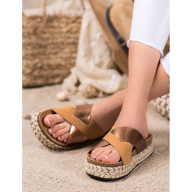 SHELOVET Slippers On The Platform brown yellow 2