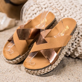 SHELOVET Slippers On The Platform brown yellow 1