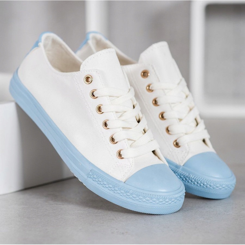SHELOVET Textile Sneakers white blue 1