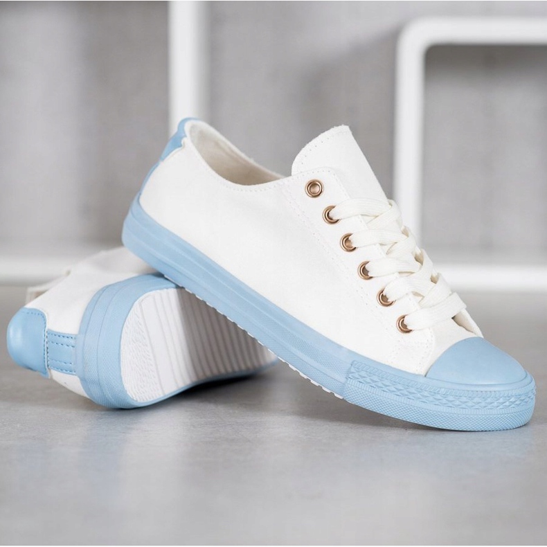 SHELOVET Textile Sneakers white blue 2
