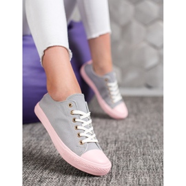 SHELOVET Textile Sneakers pink grey 1
