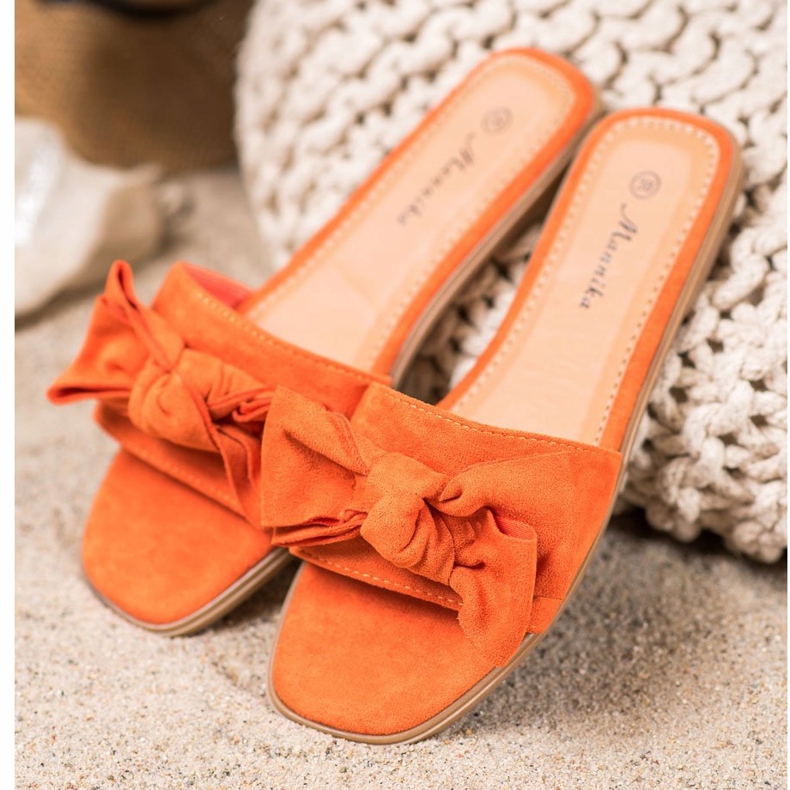 Mannika Slippers With A Bow orange 1