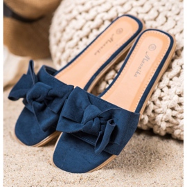 Mannika Slippers With A Bow navy blue blue 1